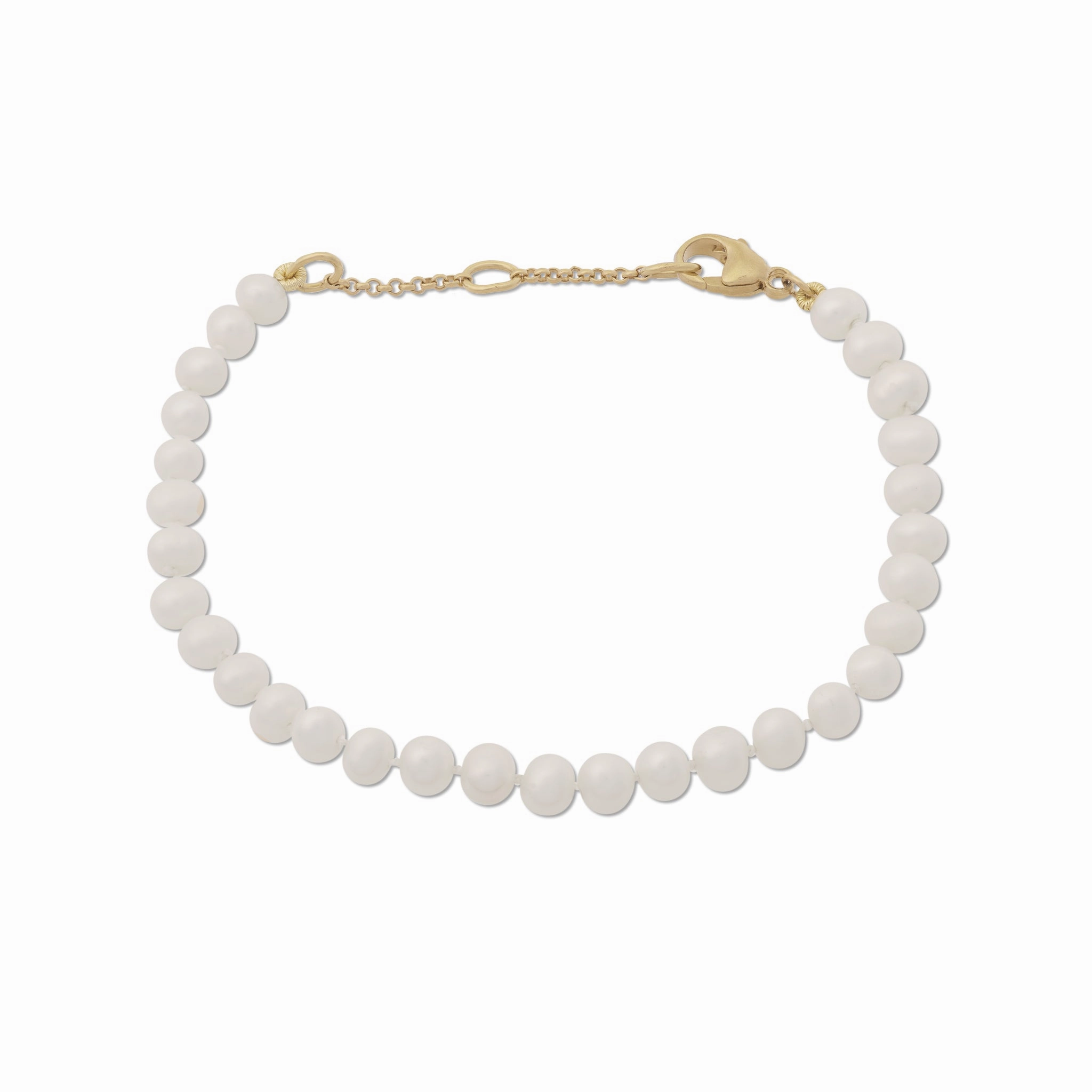 7.5-9" Adjustable White Freshwater Pearl Bracelet in Gold - 4.5-5mm Accent Style Heirloom Feel