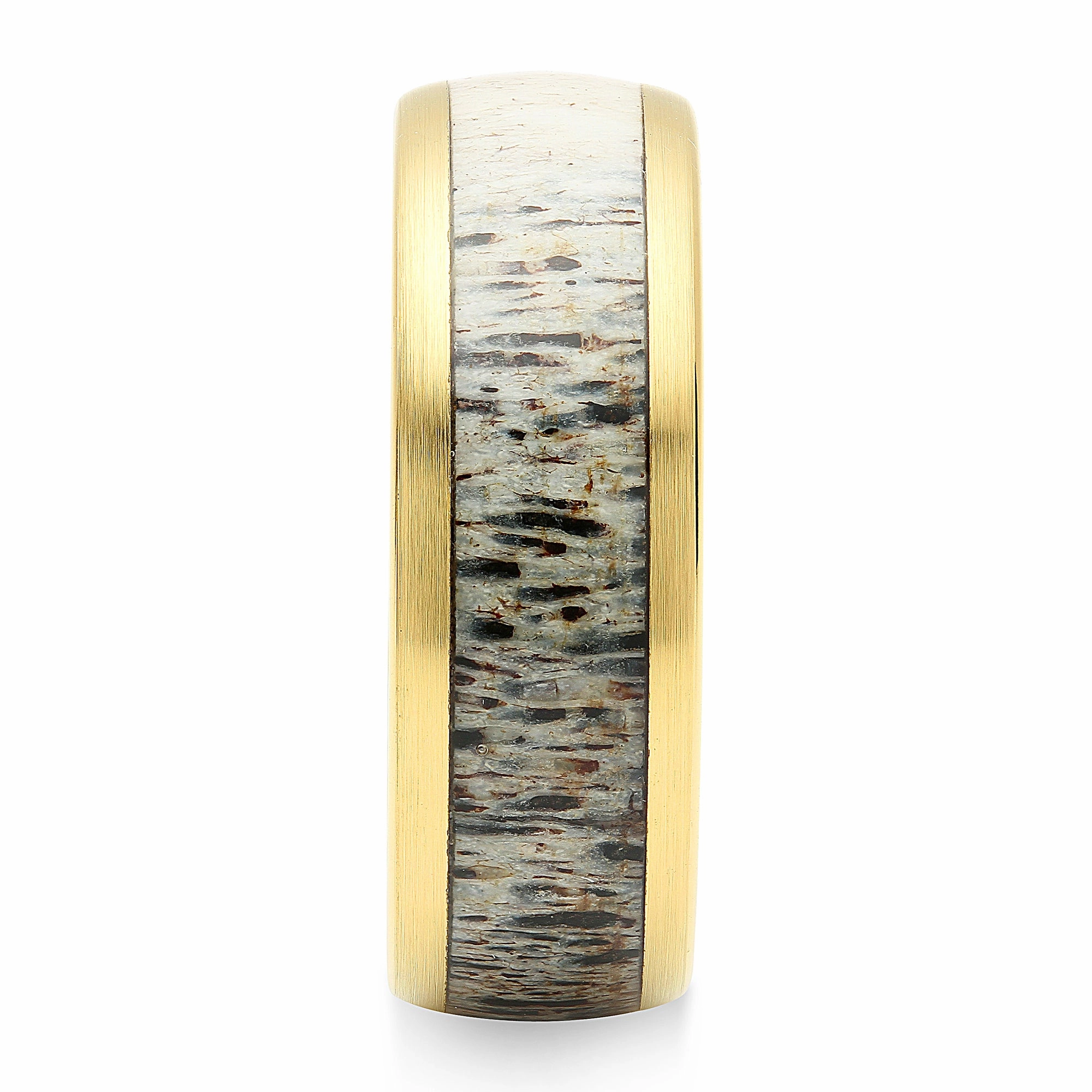 Stylish Accessory 100S JEWELRY Tungsten Rings for Men Gold Wedding Band Antler Inlaid Dome Edge Matte Finish Size 8-16