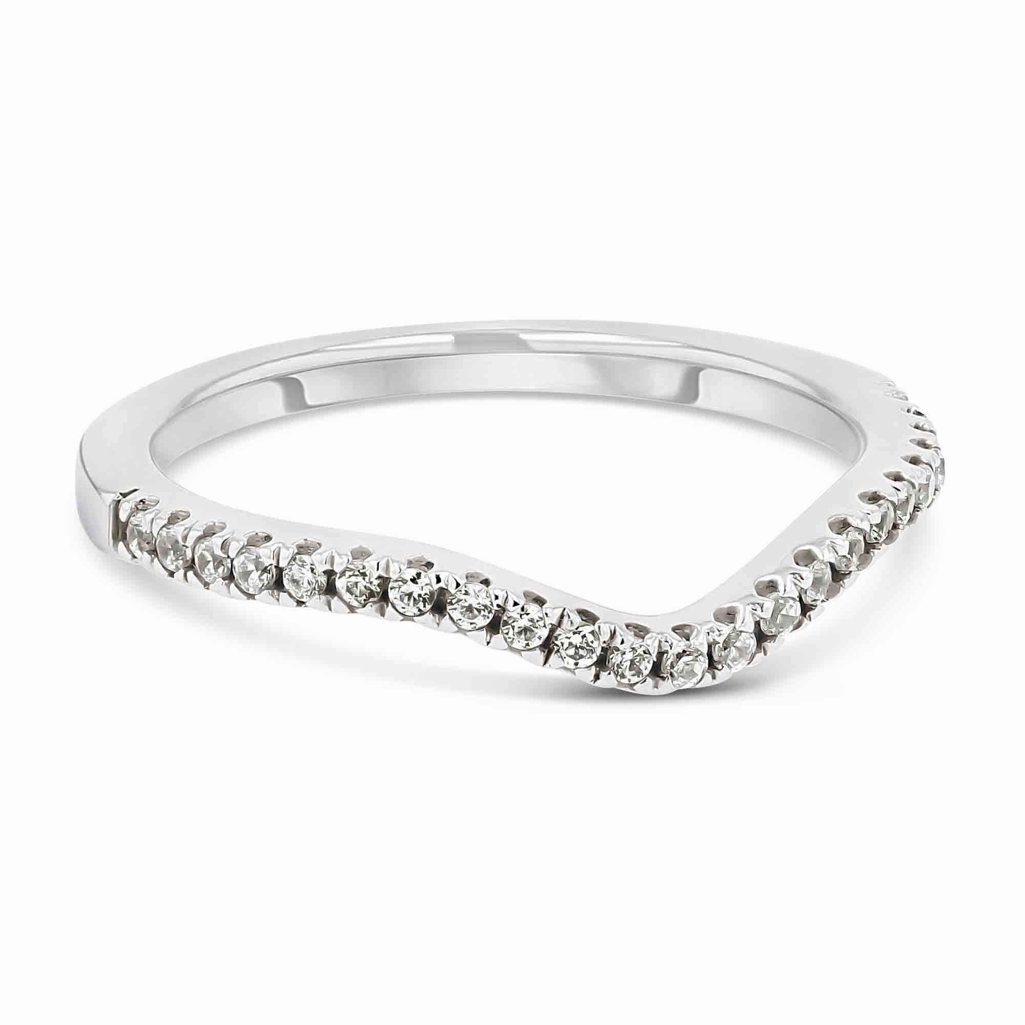 Chemical free Elegant Gift Glisan 1/6 ctw Round Lab Grown Diamond Pave Curved Band