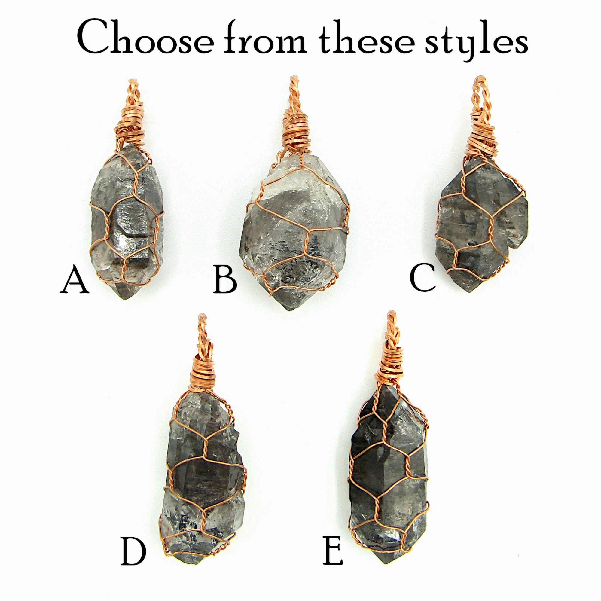 Dark Smoky Quartz Raw Crystal Pendant Necklace, Copper Wire-Wrapped, Handmade, with 20" Chain Student Life