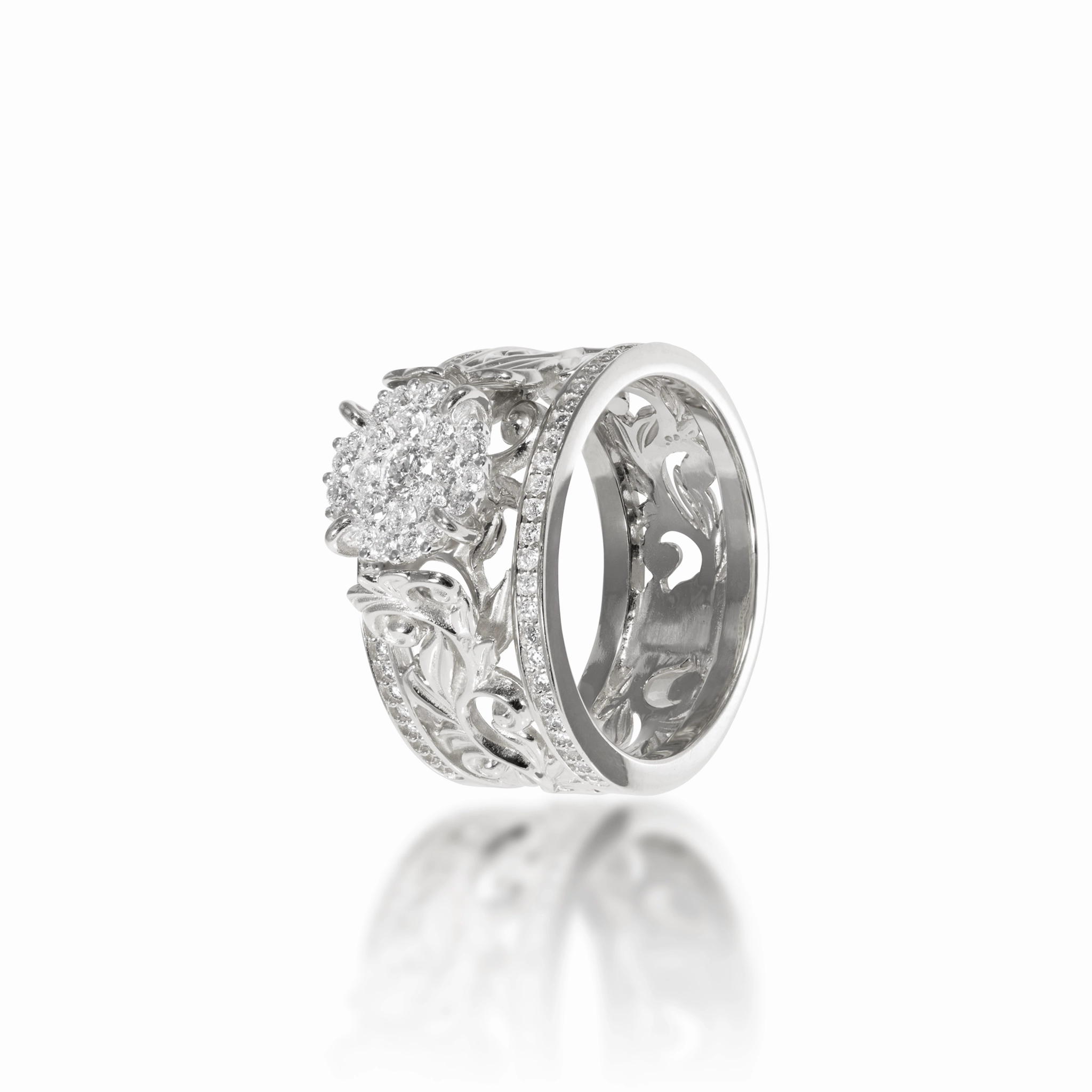 Living Heirloom Engagement Ring in White Gold with Diamonds - 10mm Luxe Shine