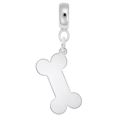 Dog Bone Charm Dangle Bead In Sterling Silver