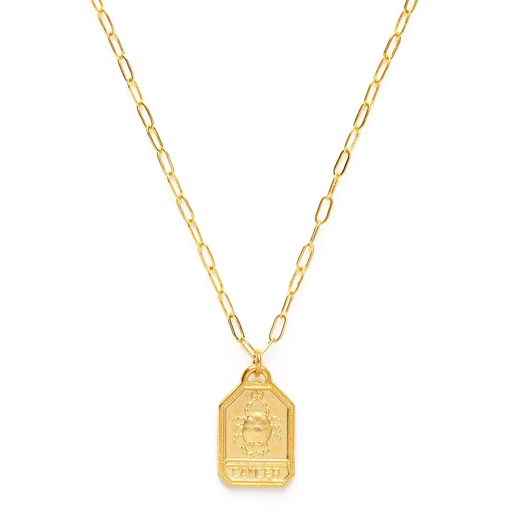 Dog Tag Zodiac Pendant Necklace