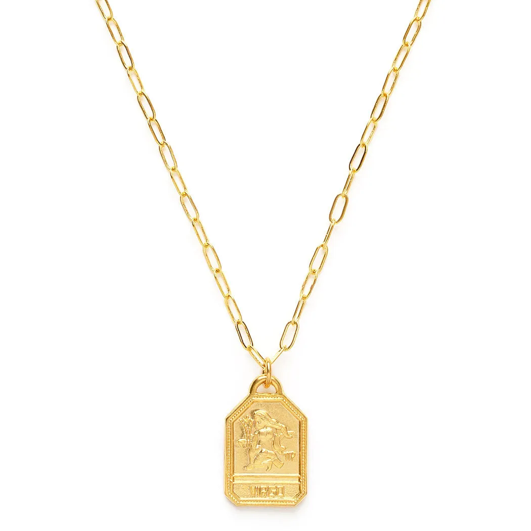 Dog Tag Zodiac Pendant Necklace