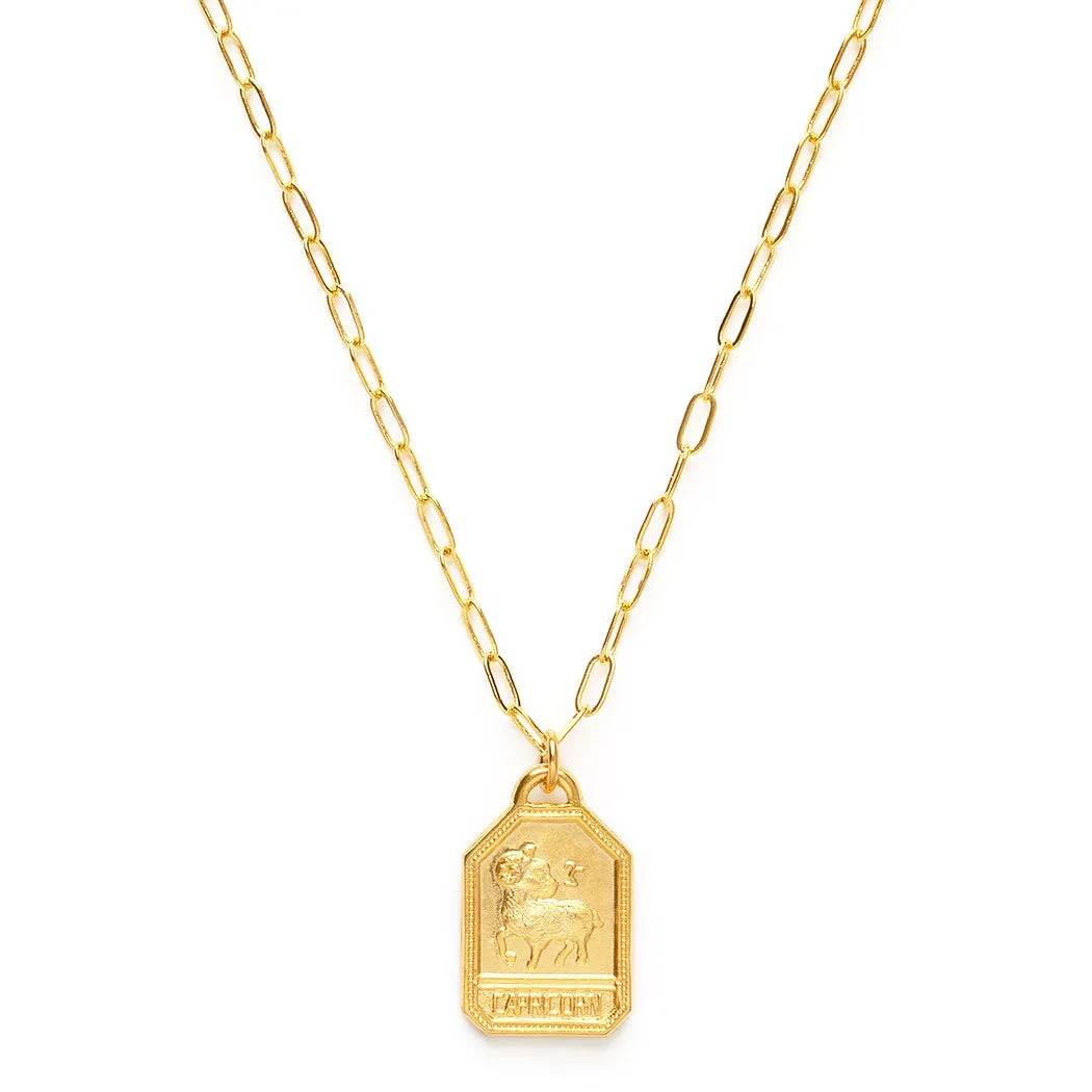 Dog Tag Zodiac Pendant Necklace