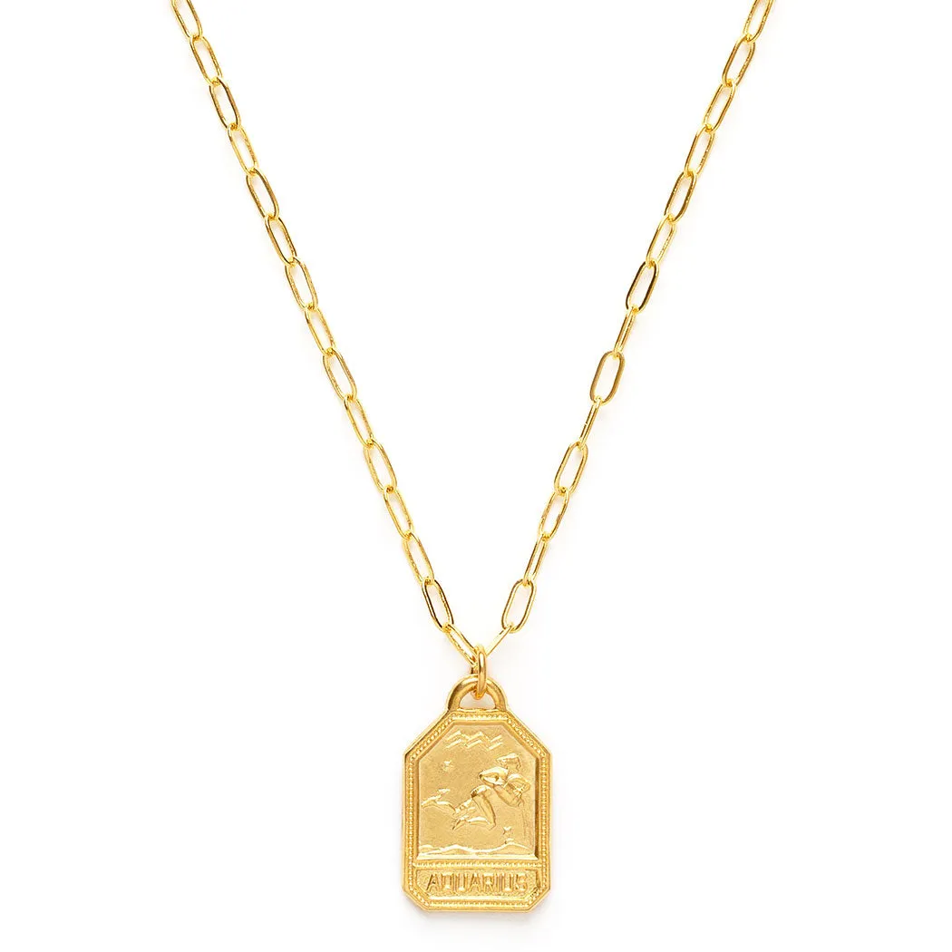 Dog Tag Zodiac Pendant Necklace