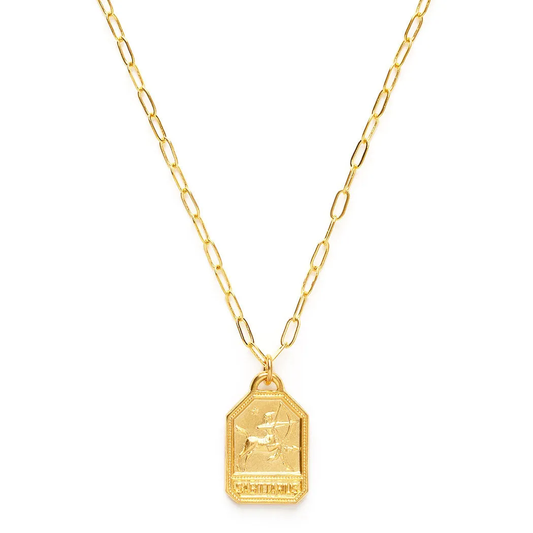 Dog Tag Zodiac Pendant Necklace