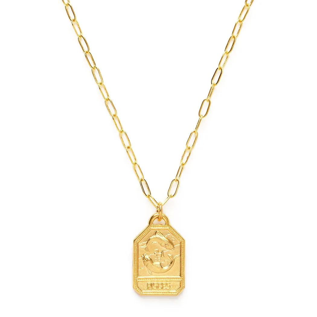 Dog Tag Zodiac Pendant Necklace