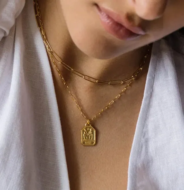Dog Tag Zodiac Pendant Necklace