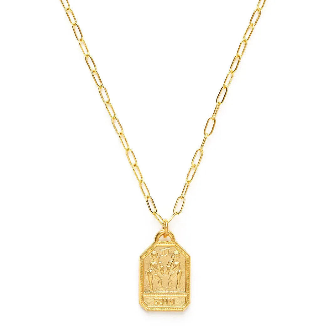 Dog Tag Zodiac Pendant Necklace