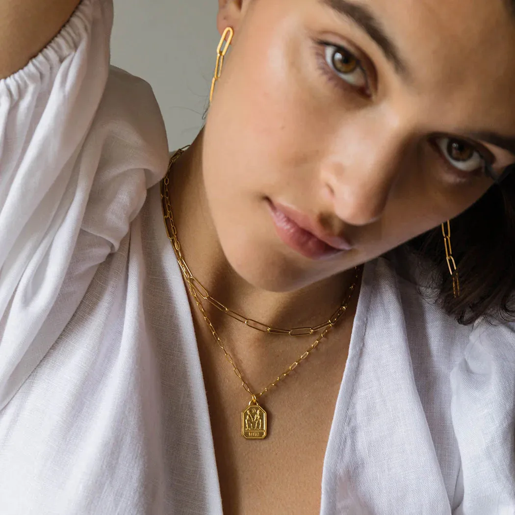 Dog Tag Zodiac Pendant Necklace