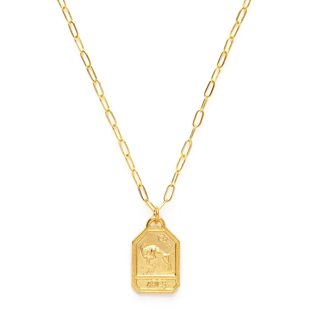 Dog Tag Zodiac Pendant Necklace