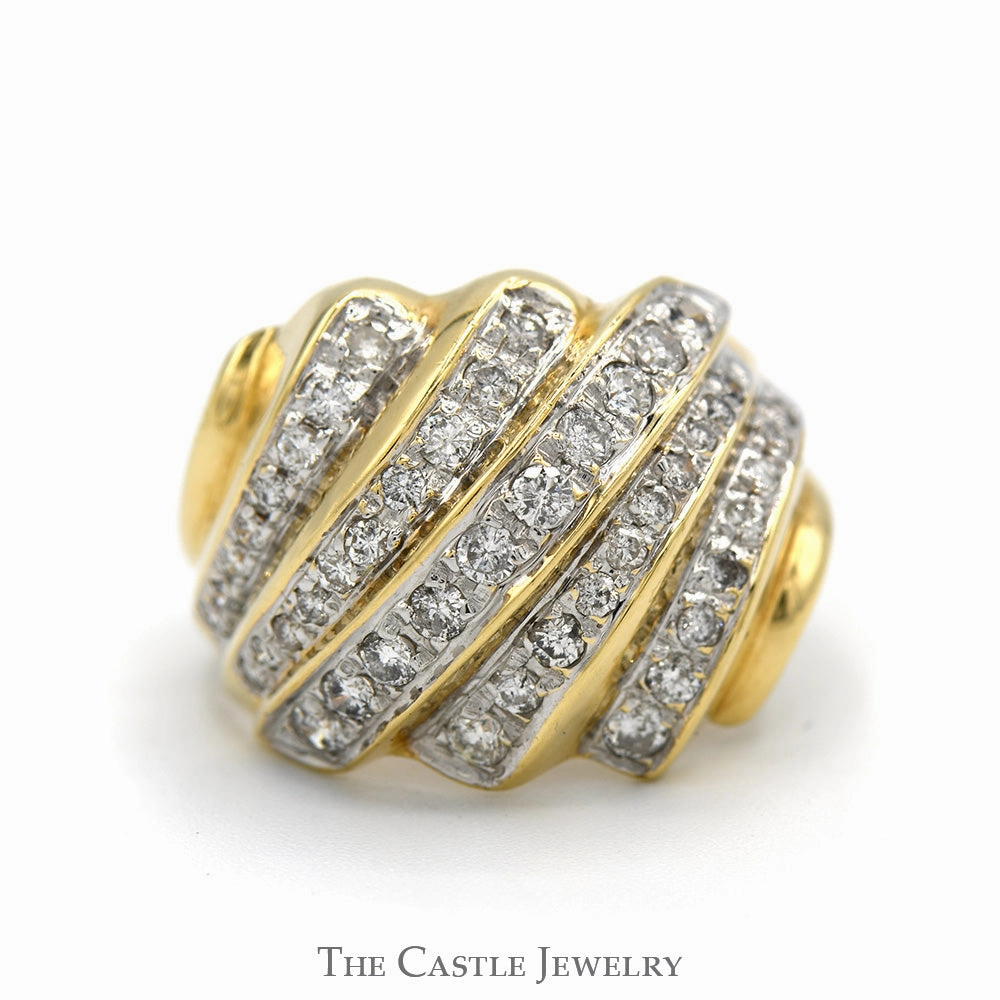Artistic Token Dome Style 1cttw Diamond Cluster Ring in 14k Yellow Gold