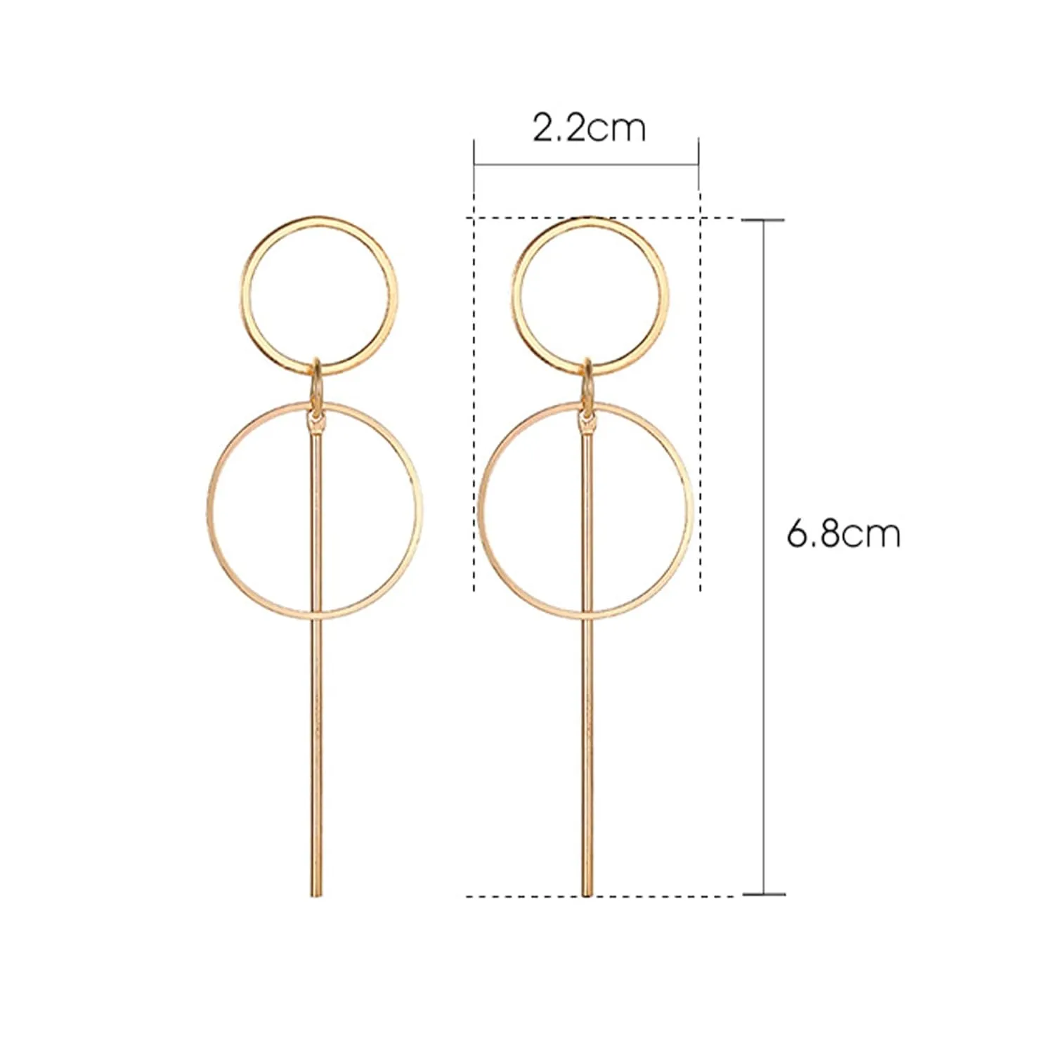 Double Circle Threader Earrings Interlocking Circle Threader Earrings Long Minimalist Chain Earrings Cute Small Circle Threader Gold Silver Earrings for Women (Earring version-Gold)