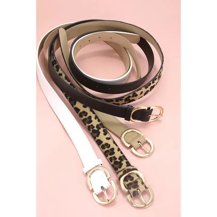 Double D Buckle Faux Leather Belt