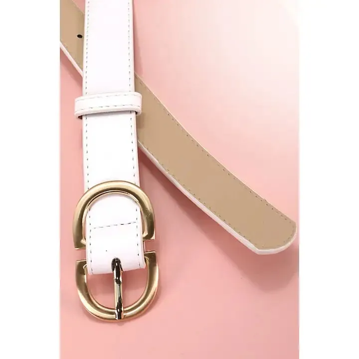 Double D Buckle Faux Leather Belt