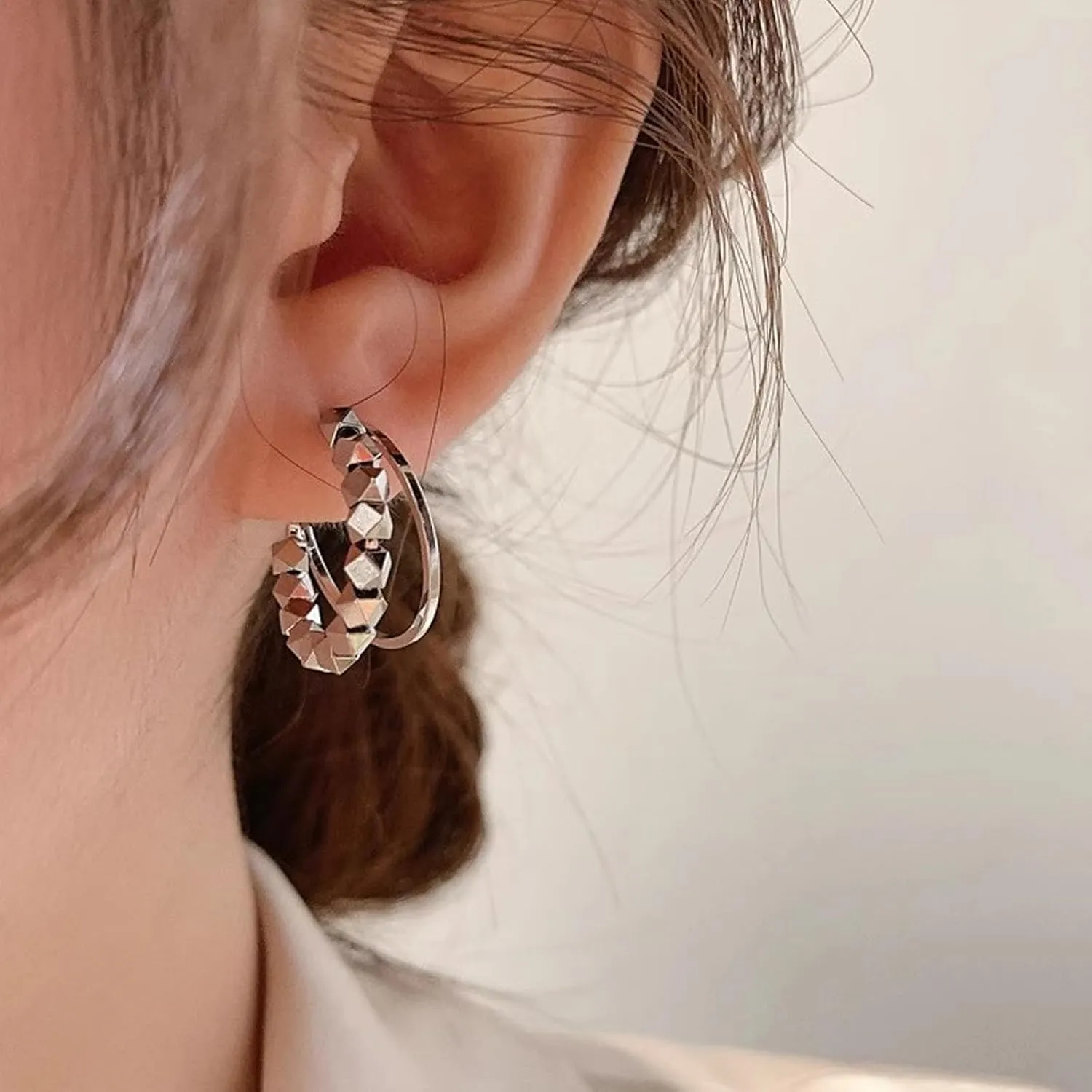 Double Hoop Earrings for Women Gold Silver Double Twist Hoop Earrings C Hoop Stud Earrings Double Tiny Twist Earrings for women Gift