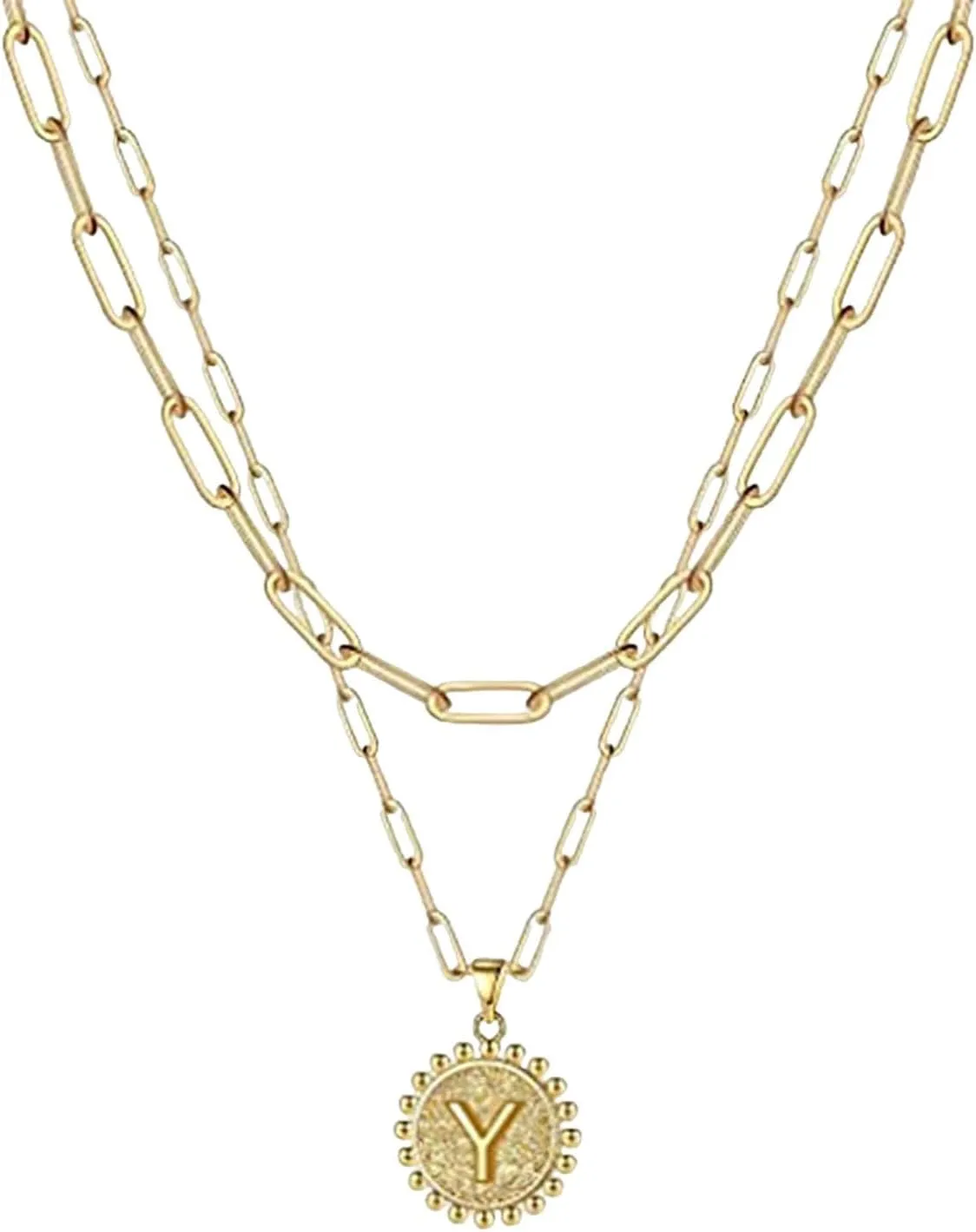 Double Layer Necklace For Women Necklaces For Women A Z 26 Alphabet Initial Gold Necklaces For Women Girls (Y, One Size), 96FJCIsMg