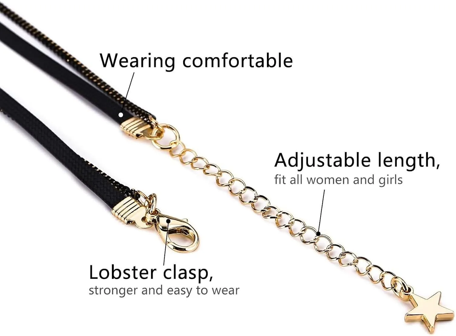 Double Layered Necklaces for Women, Multi Strand Necklace Choker Gothic with Pendant, Adjustable Length