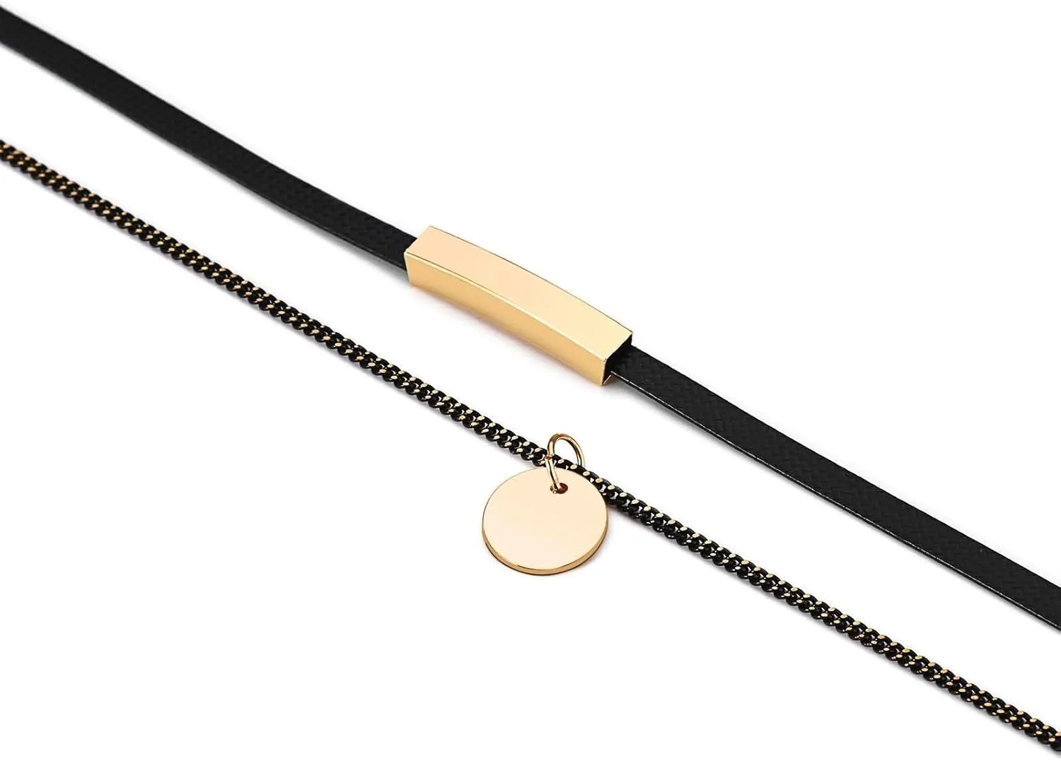 Double Layered Necklaces for Women, Multi Strand Necklace Choker Gothic with Pendant, Adjustable Length
