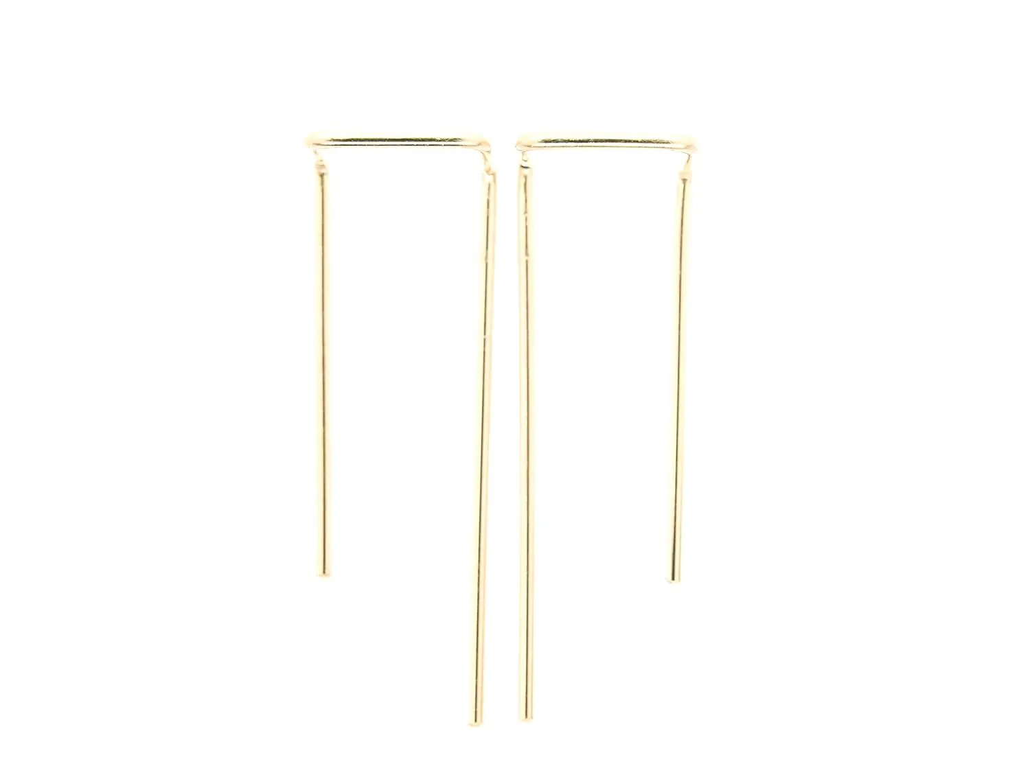 Double Piercing Earrings Gold Filled Threader Lobe Two hole Staple Ear Jewelry (Left Ear Earring)