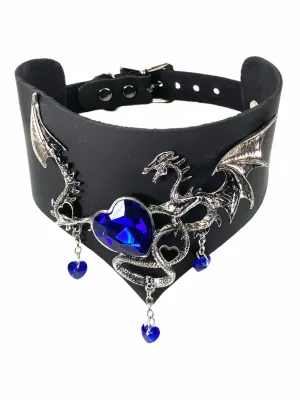 Dragon And Sapphire HeartPosture Collar