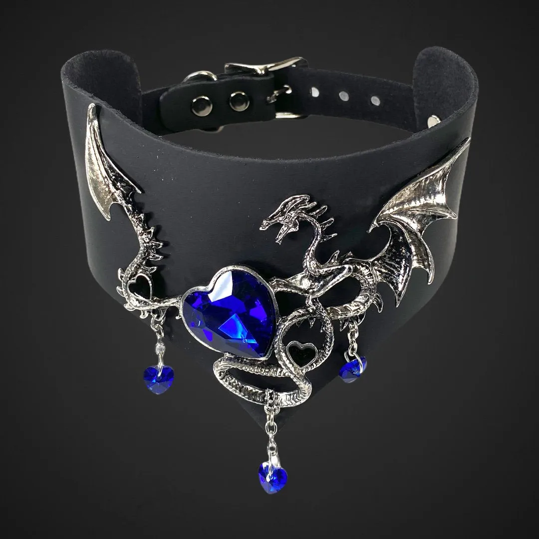 Dragon And Sapphire HeartPosture Collar