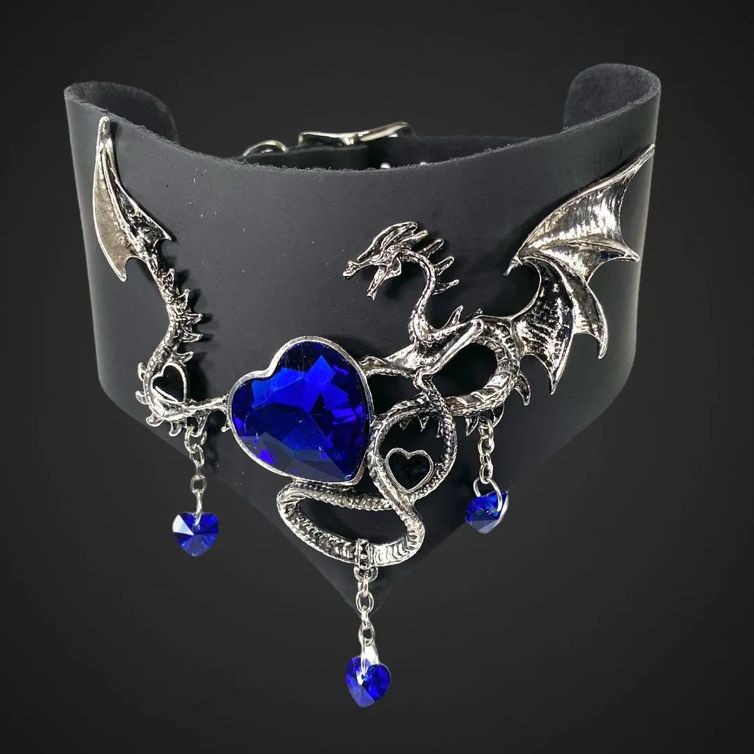 Dragon And Sapphire HeartPosture Collar