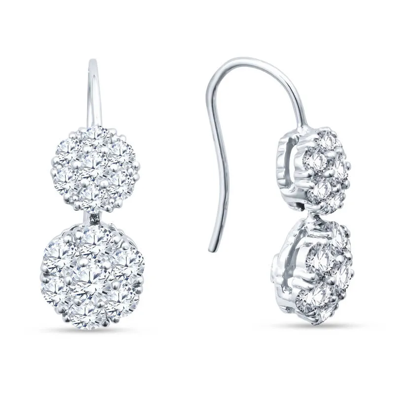 Drop Diamond Cluster Earrings Large