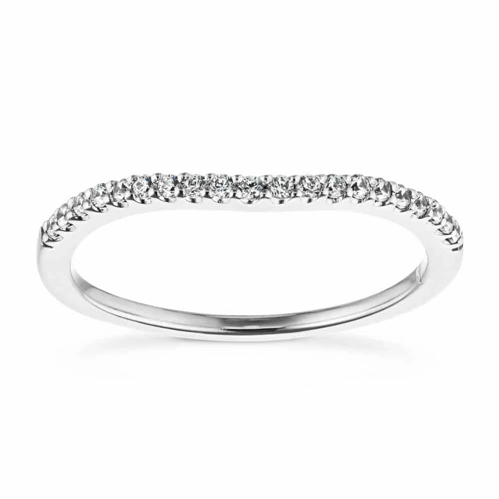 Wonderful Ornament Comfort Fit Frost Round Lab Grown Diamond Pave Curved Band
