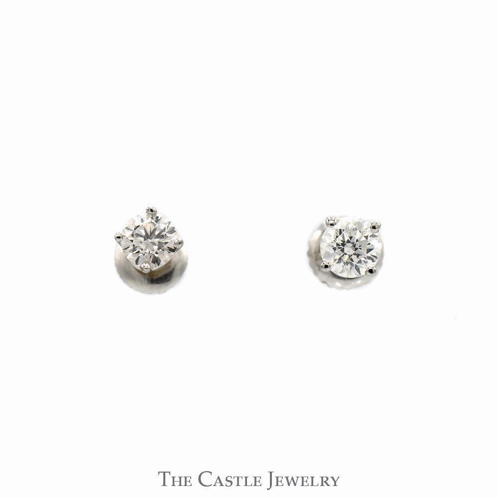 Elegant 3/4cttw Round Diamond Stud Earrings in 14k White Gold with Secure Screw Back Posts Industrial Adornment Statement Piece