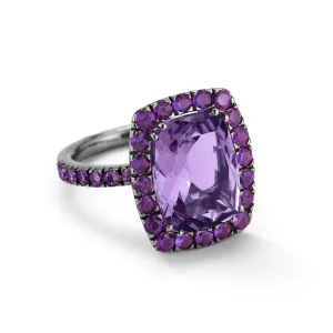 Dynamite - Cocktail Ring with Amethyst, 18k Blackened Gold