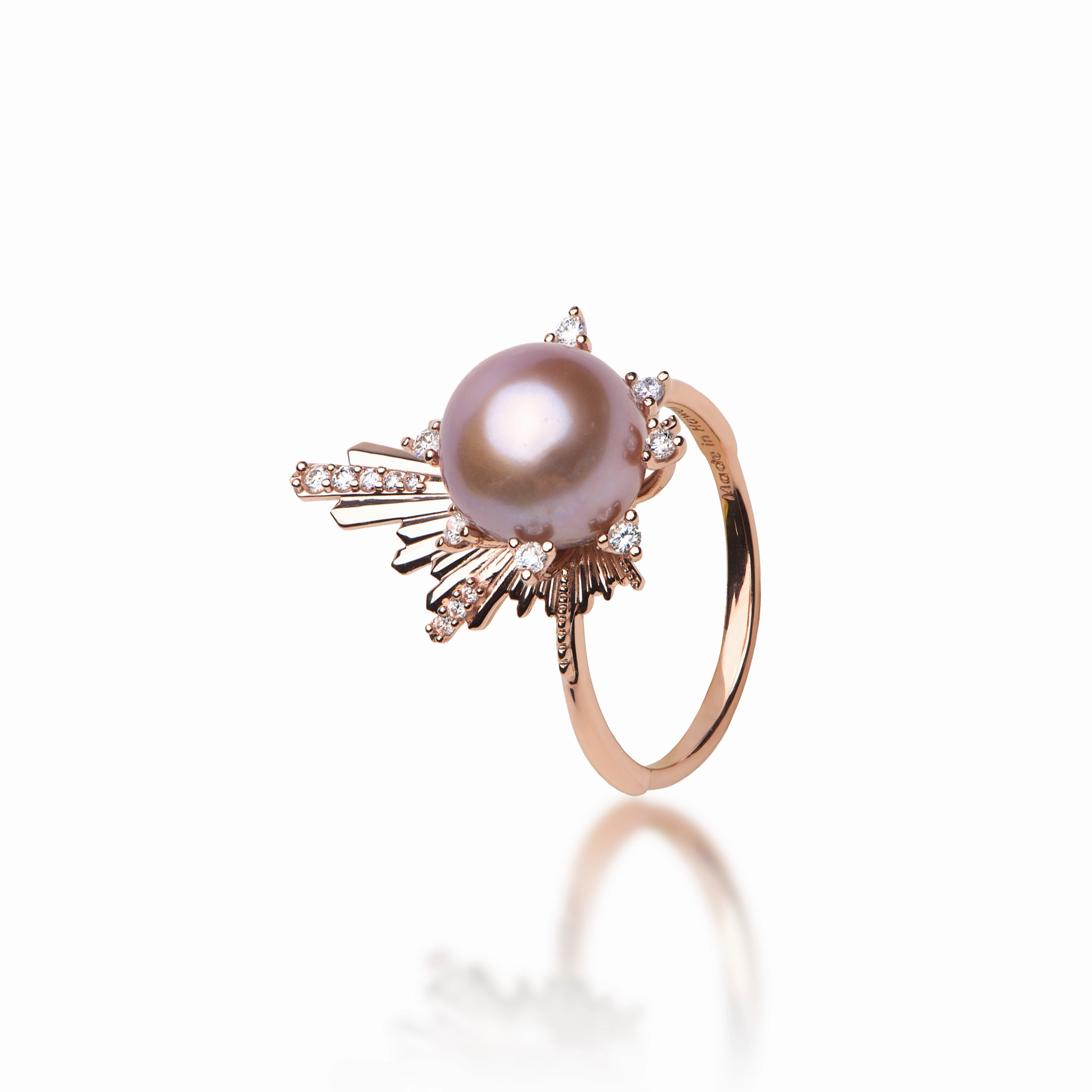 Celebration Look E Ho???la Lavender Freshwater Pearl Ring in Rose Gold with Diamonds - 21mm