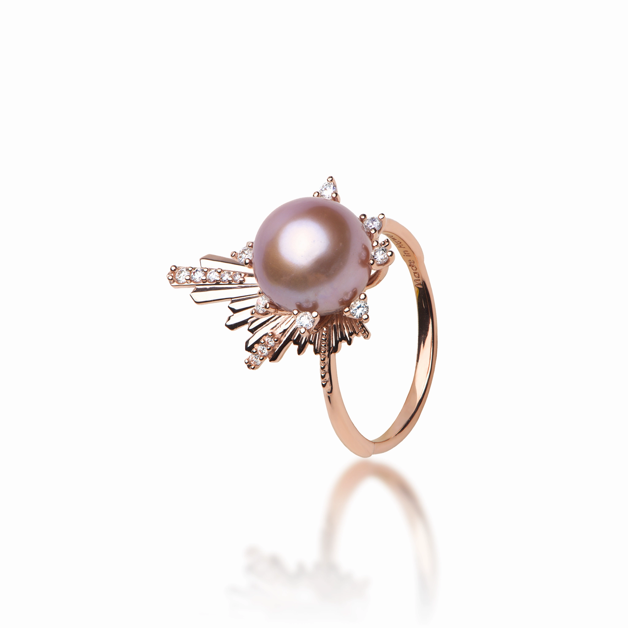 family event Shimmering Touch E Ho???la Lavender Freshwater Pearl Ring in Rose Gold with Diamonds - 21mm