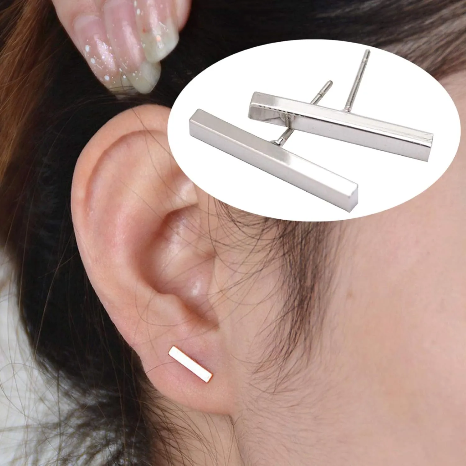Earring Hoop Stud Drop & Dangle, Minimalist Bar Stick Line Women Stud Earrings Party Jewelry Valentine Day Gift for Women Teen Girls Birthday Christmas Friends Gift