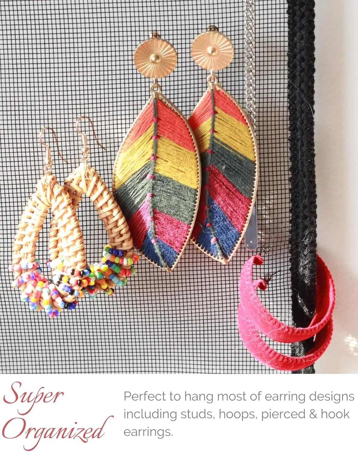 Earring Organizer Wall Monut, Display Hanging Jewelry Organizer for Studs Dangle Earrings and Necklaces Holder Rack for Women Girl Gift