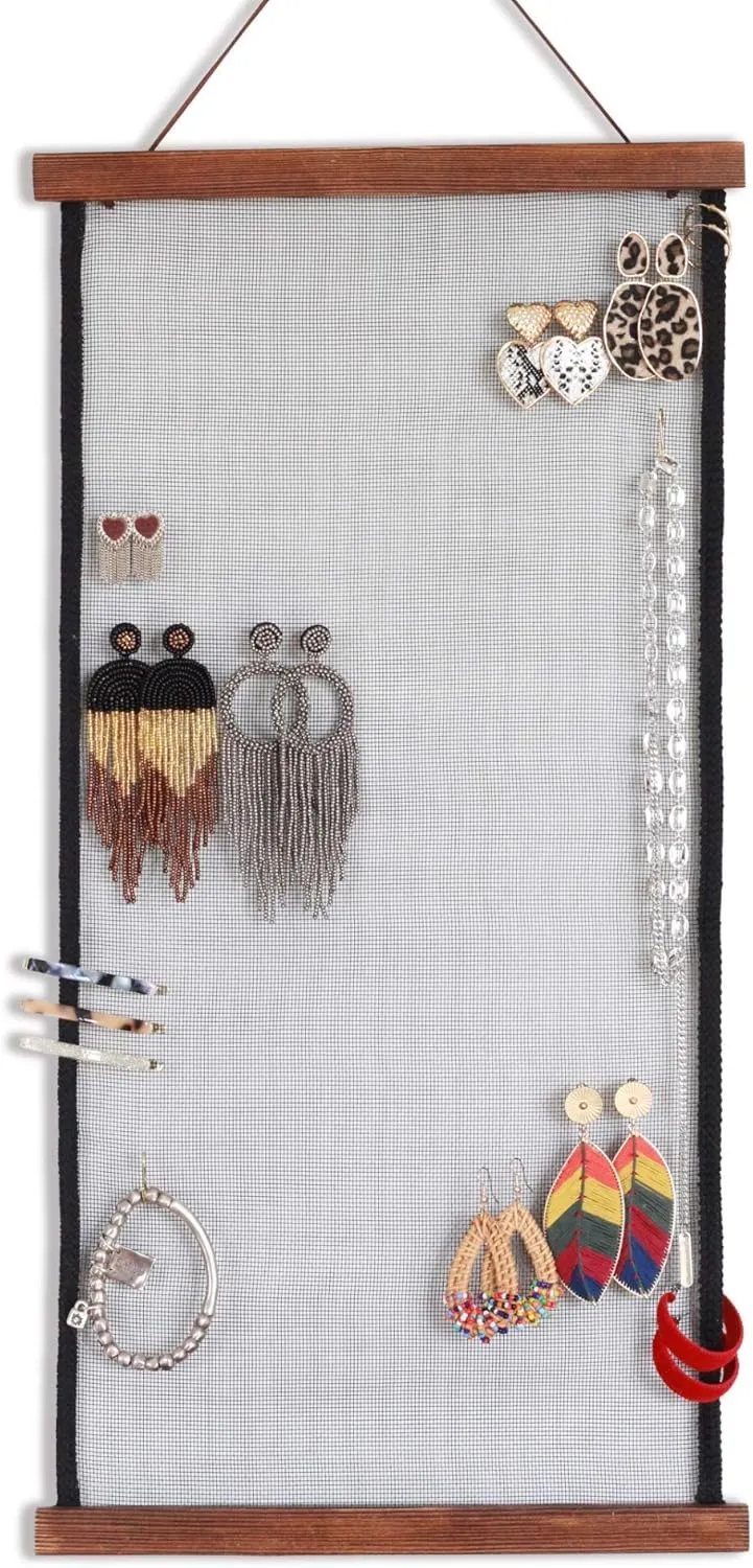 Earring Organizer Wall Monut, Display Hanging Jewelry Organizer for Studs Dangle Earrings and Necklaces Holder Rack for Women Girl Gift