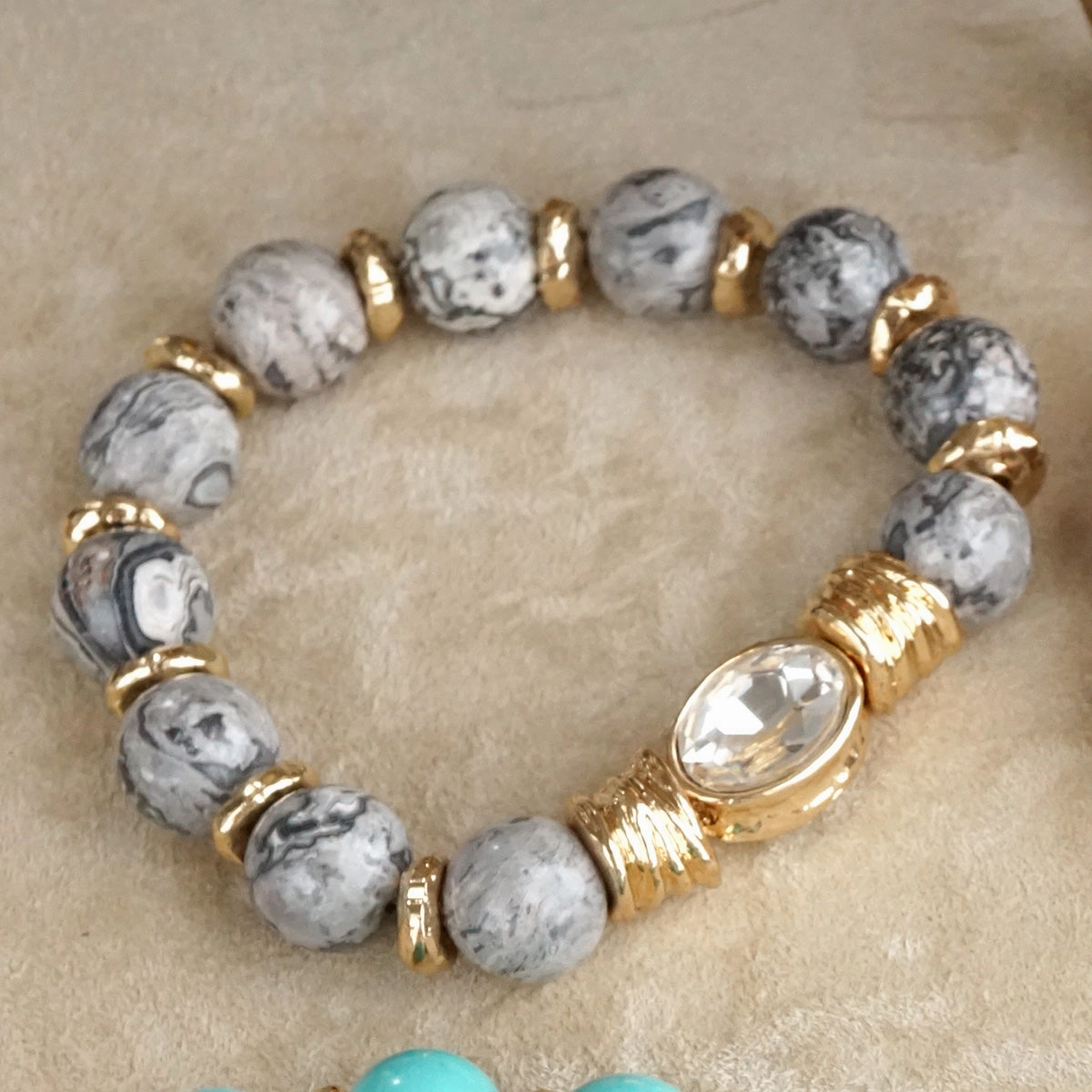 Earthy Gleam ?C Statement Beaded Bracelet with Oval Crystal Recognized Vision Hemispheric Renown