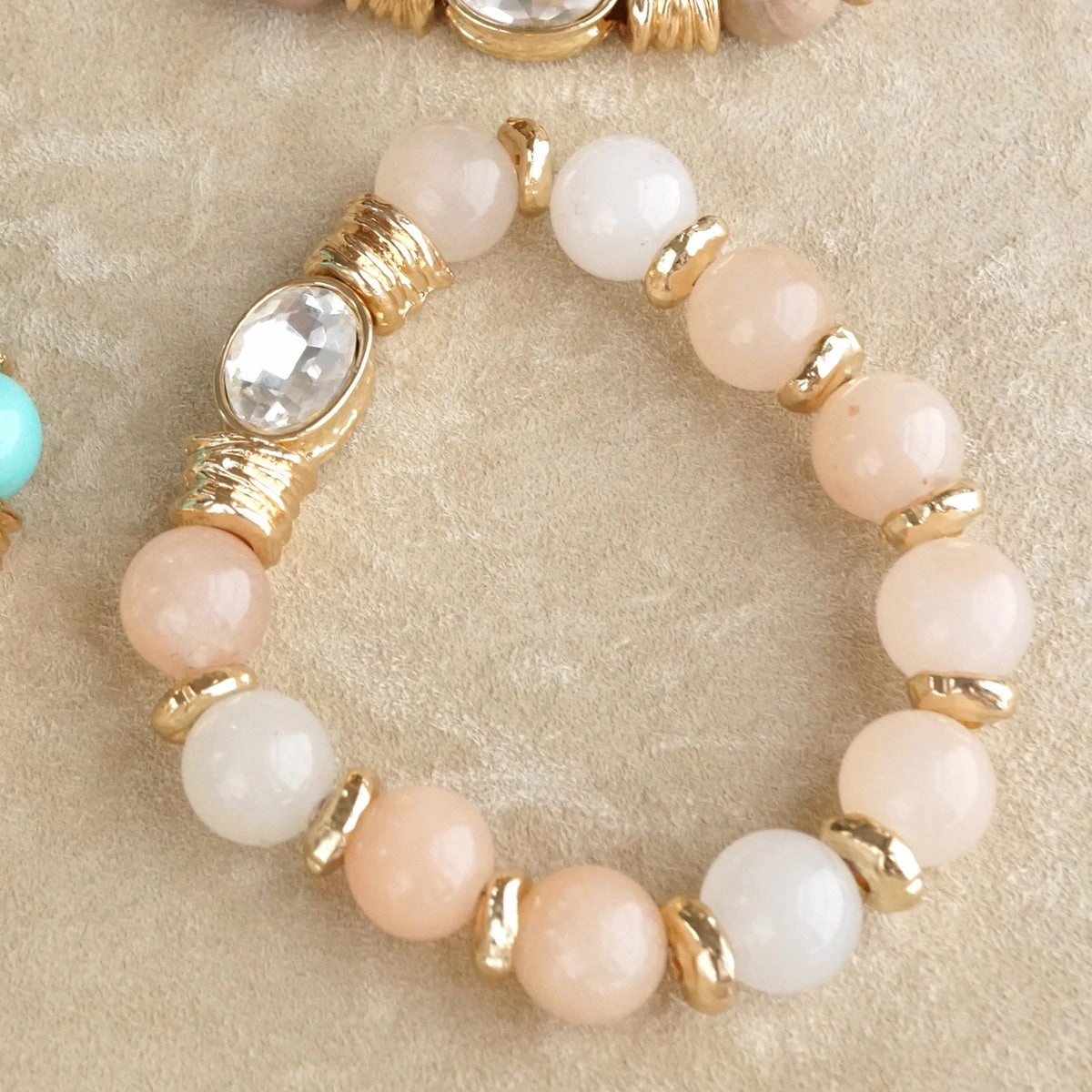 Playful Accent Earthy Gleam ?C Statement Beaded Bracelet with Oval Crystal