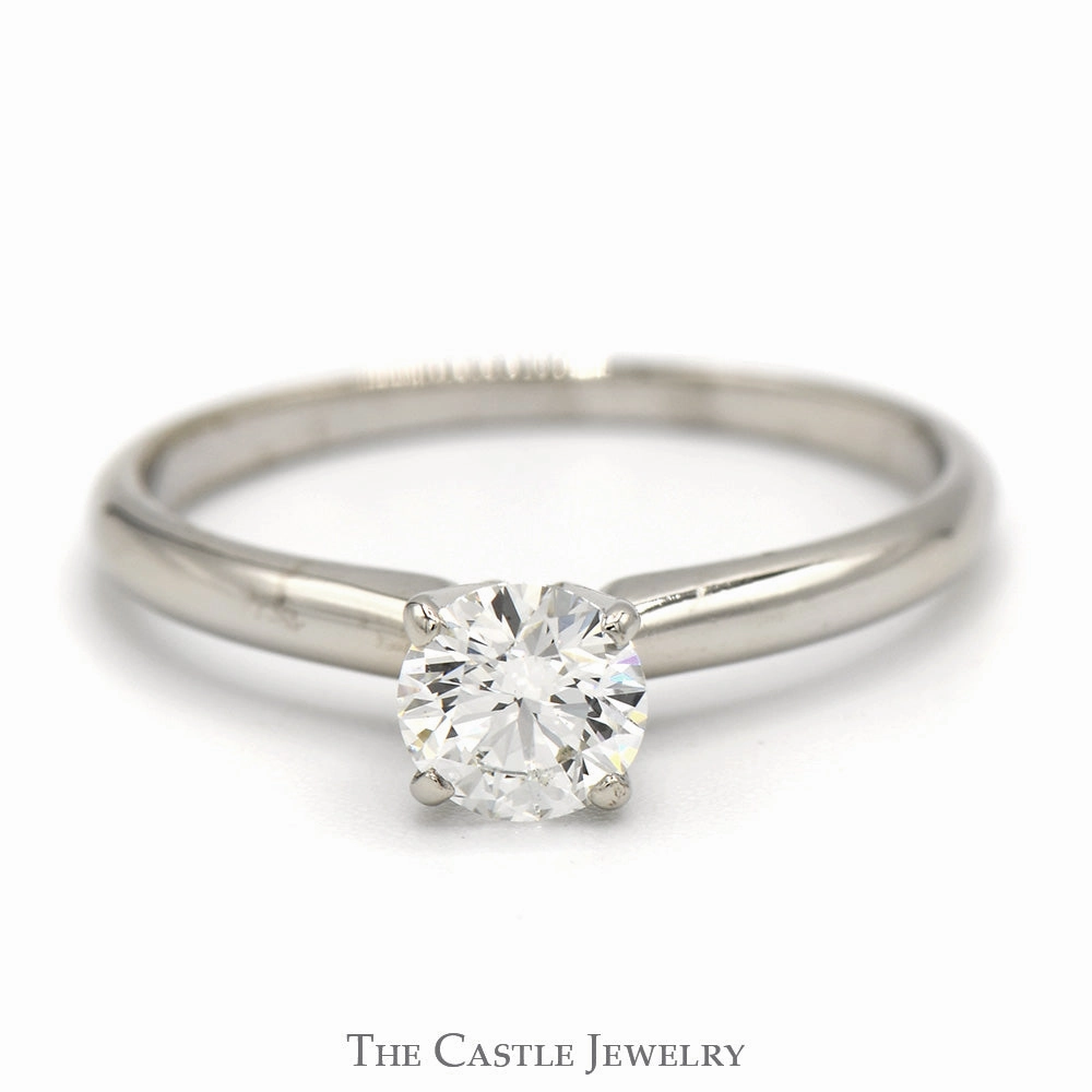 Body Adornment .53ct Round Diamond Solitaire Engagement Ring in 14k White Gold Tiffany Mounting