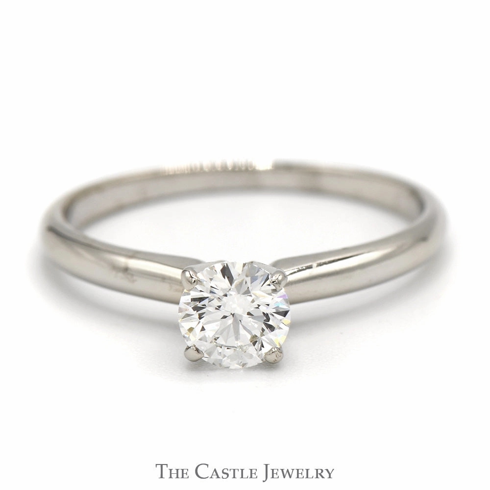 Perennial Favorite Weatherproof Layer .53ct Round Diamond Solitaire Engagement Ring in 14k White Gold Tiffany Mounting