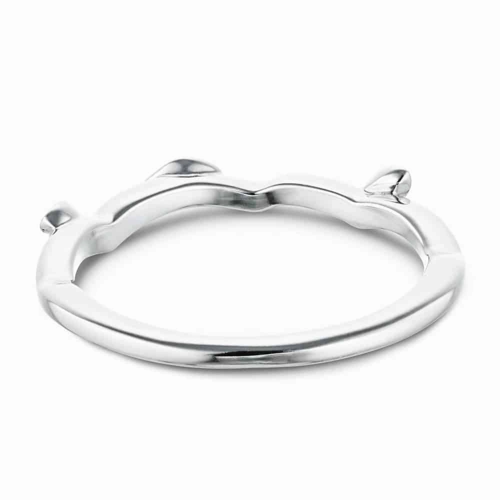 Balanced Finish Shimmer Touch Eden Diamond Accent Round Lab Grown Diamond Leaf Motif Curved Band