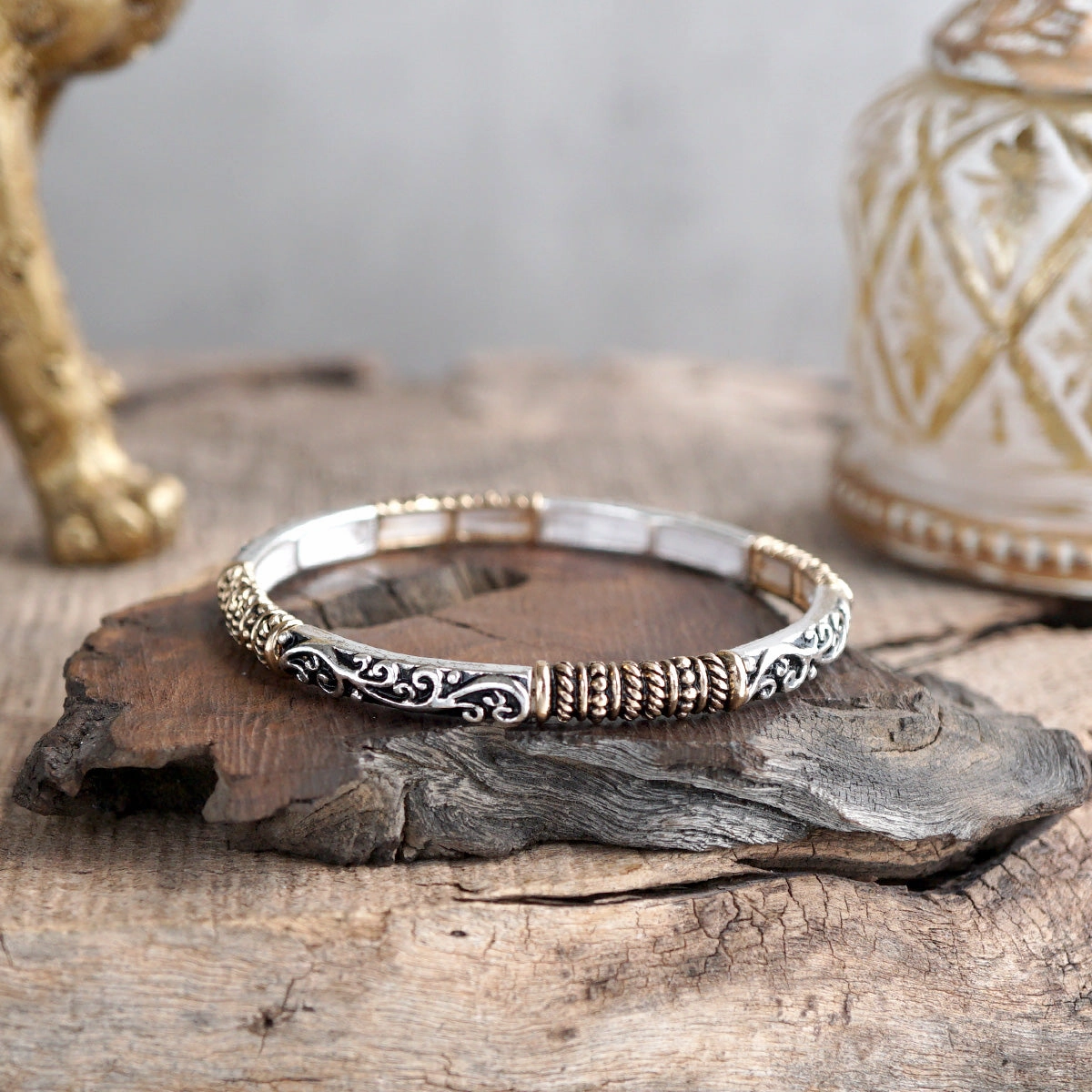 Flawless Pick Native Art Moonlit Rhythm ?C Silver Boho Bangles