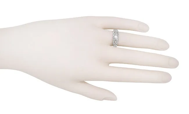 Edwardian Sterling Silver Filigree White Sapphire Band