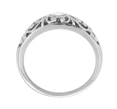 Edwardian Sterling Silver Filigree White Sapphire Band