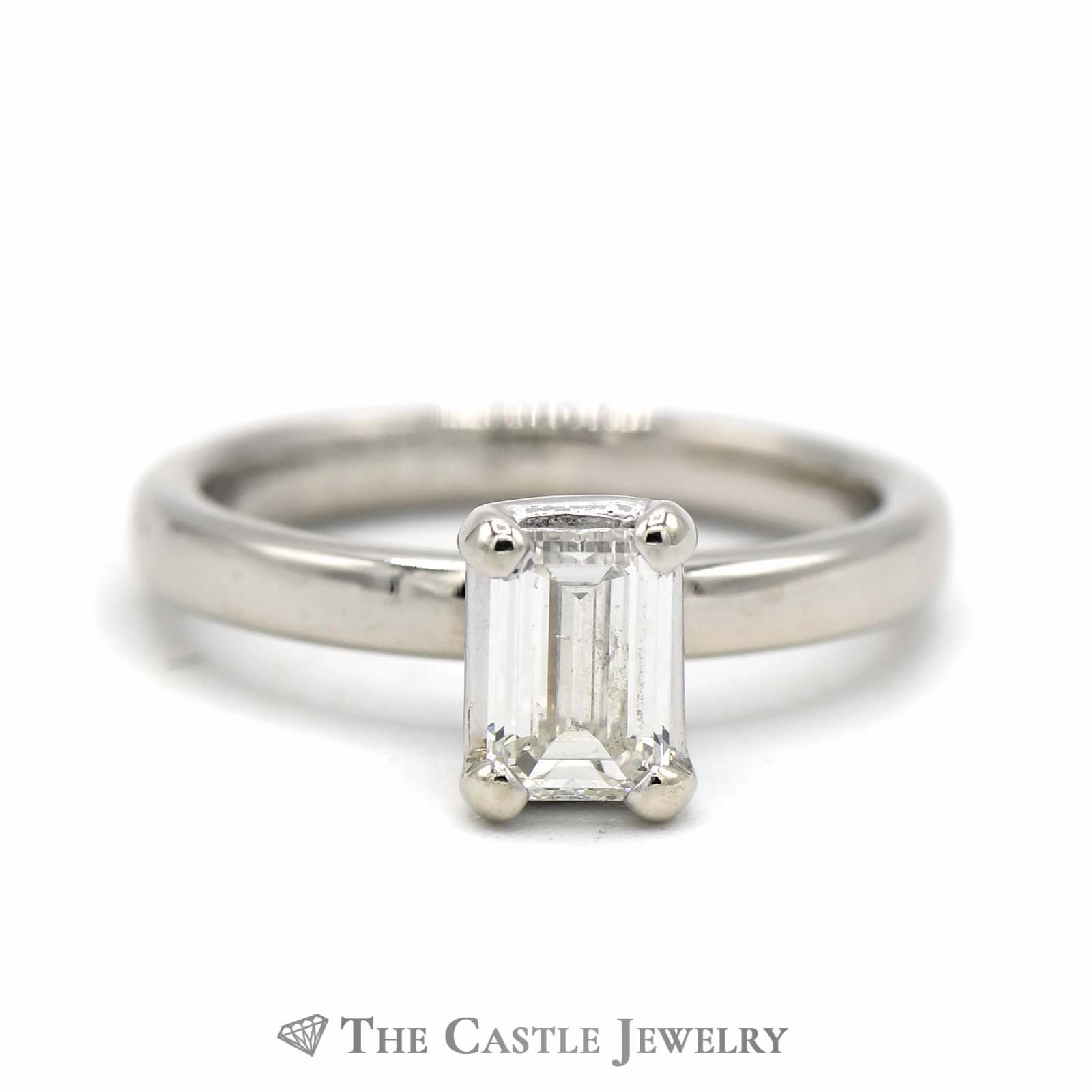 Casual Aesthetic EGL Certified VS2/H Emerald Cut 3/4ct Diamond Solitaire Engagement Ring in 14K White Gold
