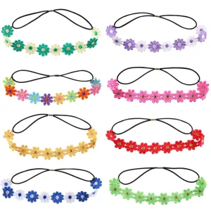 Elastic Headband Set 8pcs Floral Hair Accessories Daisy Flower Headbands for Women