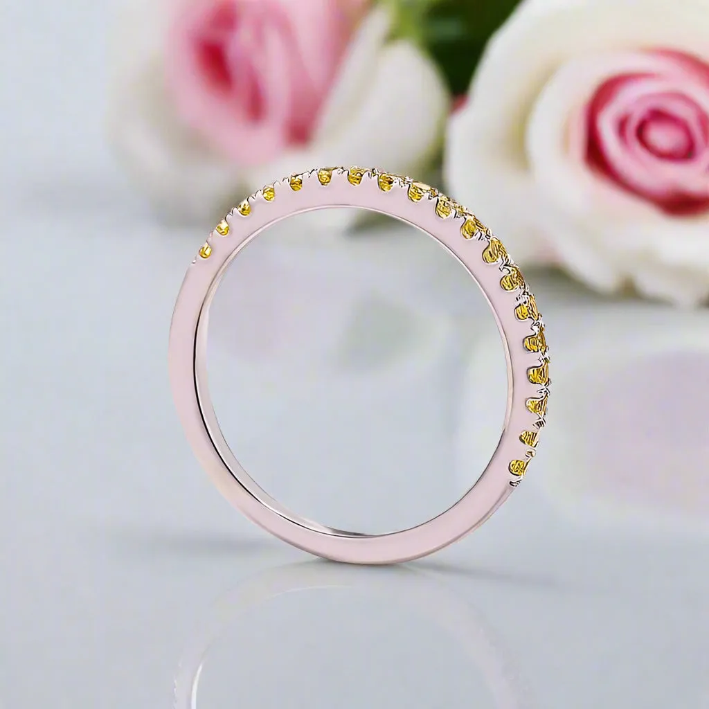 Elegant Half Eternity Light Yellow Sapphire Wedding Band