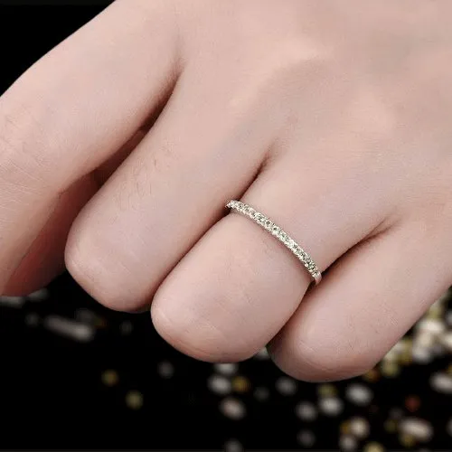 Elegant Half Eternity Light Yellow Sapphire Wedding Band