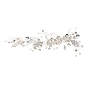 Elegant Pearl Leaf Flower Hair Clasp Women Headband for Bridal Flower Girl Hair Accessories Wedding Accessories Alloy Headband